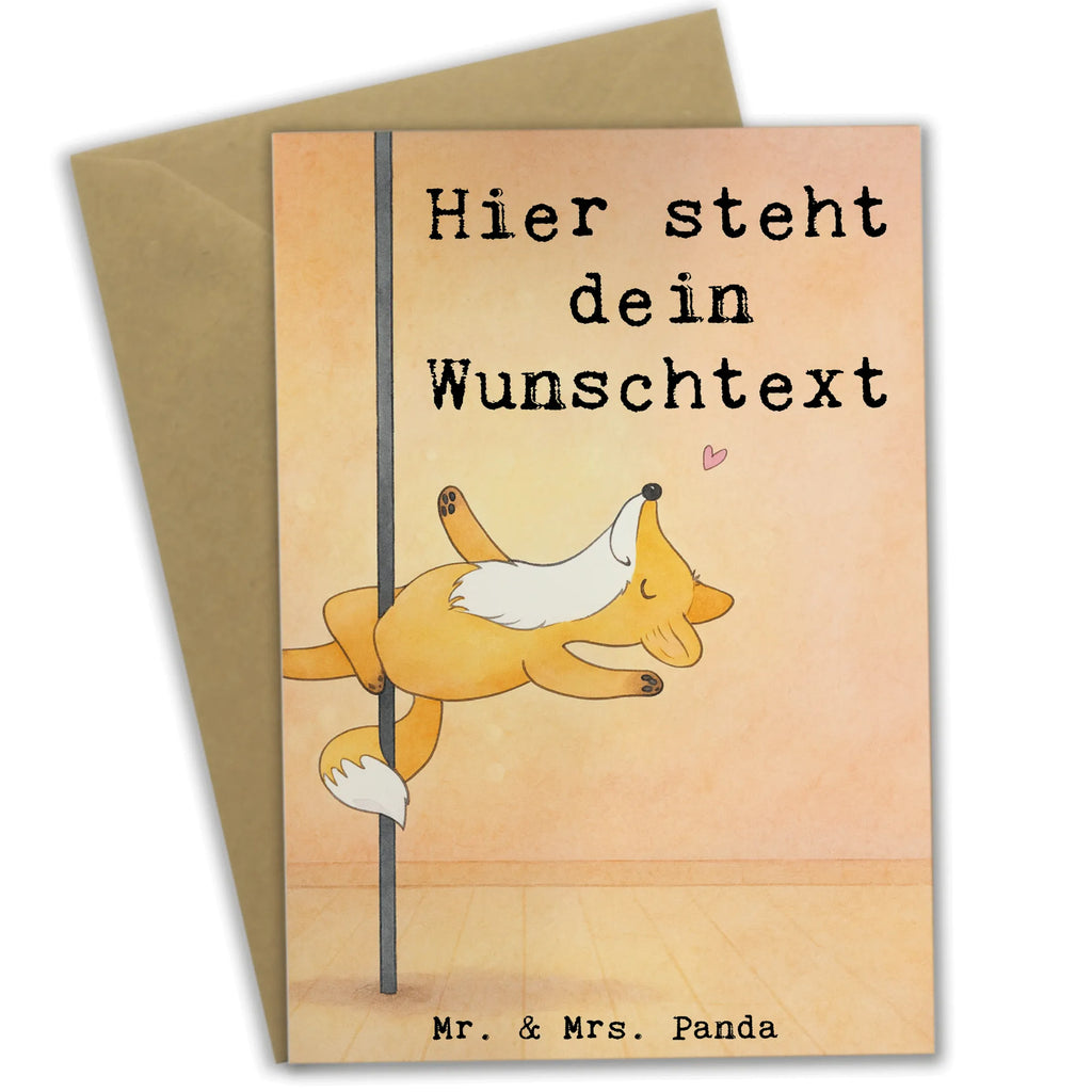 Personalisierte Grußkarte Fuchs Poledance Design Grußkarte mit Namen, Personalisiertere Klappkarte, Personalisierte Geburtstagskarte, Personalisierte Hochzeitskarte, Personalisierte Einladungskarte, Grußkarte selbst gestalten, Grußkarte selber drucken, Personalisierte Karte, Grußkarte als Geldgeschenk, Personalisierte Glückwunschkarte, Grußkarten personalisiert, Grußkarte mit persönlichen Nachrichten, Personalisierte Grußkarte, Geschenk, Sport, Sportart, Hobby, Schenken, Danke, Dankeschön, Auszeichnung, Gewinn, Sportler, Tanz, Tanzen, Pole Dance