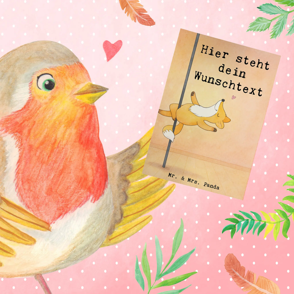 Personalisierte Grußkarte Fuchs Poledance Design Grußkarte mit Namen, Personalisiertere Klappkarte, Personalisierte Geburtstagskarte, Personalisierte Hochzeitskarte, Personalisierte Einladungskarte, Grußkarte selbst gestalten, Grußkarte selber drucken, Personalisierte Karte, Grußkarte als Geldgeschenk, Personalisierte Glückwunschkarte, Grußkarten personalisiert, Grußkarte mit persönlichen Nachrichten, Personalisierte Grußkarte, Geschenk, Sport, Sportart, Hobby, Schenken, Danke, Dankeschön, Auszeichnung, Gewinn, Sportler, Tanz, Tanzen, Pole Dance