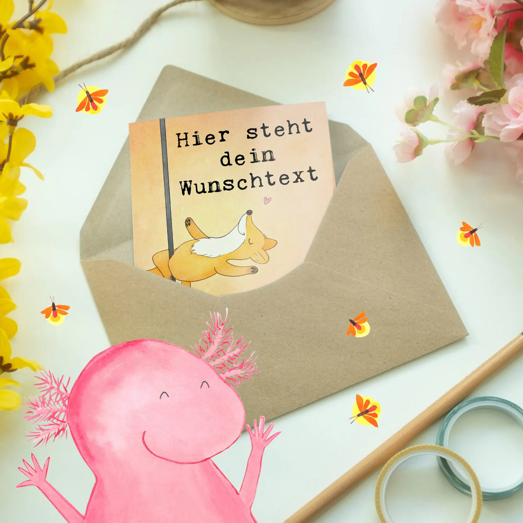 Personalisierte Grußkarte Fuchs Poledance Design Grußkarte mit Namen, Personalisiertere Klappkarte, Personalisierte Geburtstagskarte, Personalisierte Hochzeitskarte, Personalisierte Einladungskarte, Grußkarte selbst gestalten, Grußkarte selber drucken, Personalisierte Karte, Grußkarte als Geldgeschenk, Personalisierte Glückwunschkarte, Grußkarten personalisiert, Grußkarte mit persönlichen Nachrichten, Personalisierte Grußkarte, Geschenk, Sport, Sportart, Hobby, Schenken, Danke, Dankeschön, Auszeichnung, Gewinn, Sportler, Tanz, Tanzen, Pole Dance
