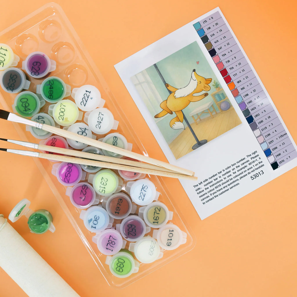 Paint by Numbers Fox Pole Dance Design Gift, sport, hobby, giving, thank you, award, profit, athlete, dancing, Pole dancing