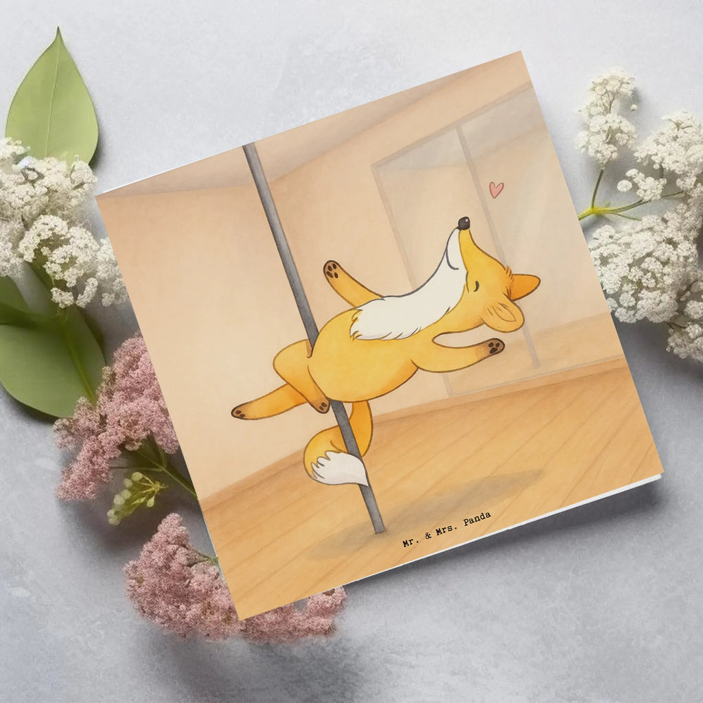 Deluxe Karte Fuchs Poledance Design Einladungskarte, Hochwertige Grußkarte, Grußkarte, Geburtstagskarte, Karte, Hochzeitskarte, Glückwunschkarte, Hochwertige Klappkarte, Klappkarte, Geschenk, Sport, Sportart, Hobby, Schenken, Danke, Dankeschön, Auszeichnung, Gewinn, Sportler, Tanzen, Tanz, Pole Dance