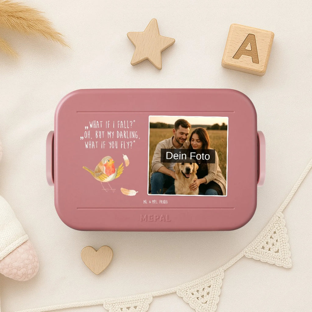 MEPAL Foto Bentobox Rotkehlchen Federn Foto Bentobox, Foto Brotdose, Foto Lunchbox, Tiermotive, Gute Laune, lustige Sprüche, Tiere, Motivationsbilder, Motivation Sprüche, Spruch Motivation, Rotkehlchen, What if i fall, Spruch Mut, fliegen, Vogel