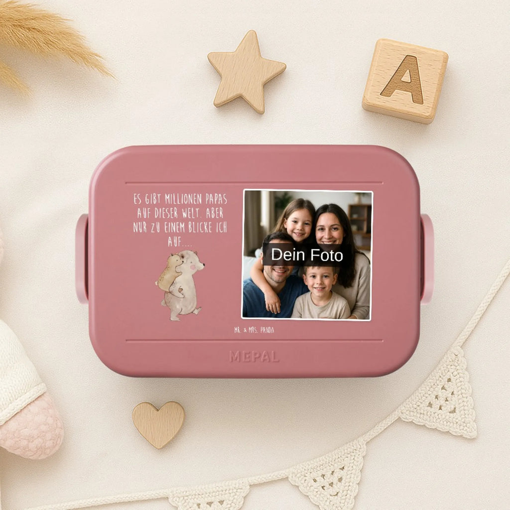MEPAL Foto Bentobox Papa Bär Foto Lunchbox, Foto Bentobox, Foto Brotdose, Familie, Vatertag, Muttertag, Bruder, Schwester, Mama, Papa, Oma, Opa, Geschenk, Vater, Vati, Geburtstag, Papi, Onkel