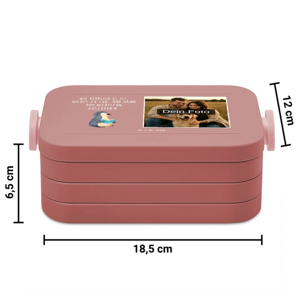 MEPAL Foto Bentobox Pinguin Buch Foto Bentobox, Foto Brotdose, Foto Lunchbox, Pinguin, Ferien, Pinguine, Faulenzen, Nichtstun, Lesen, Buch, Urlaub, Freizeit, Bücherwurm