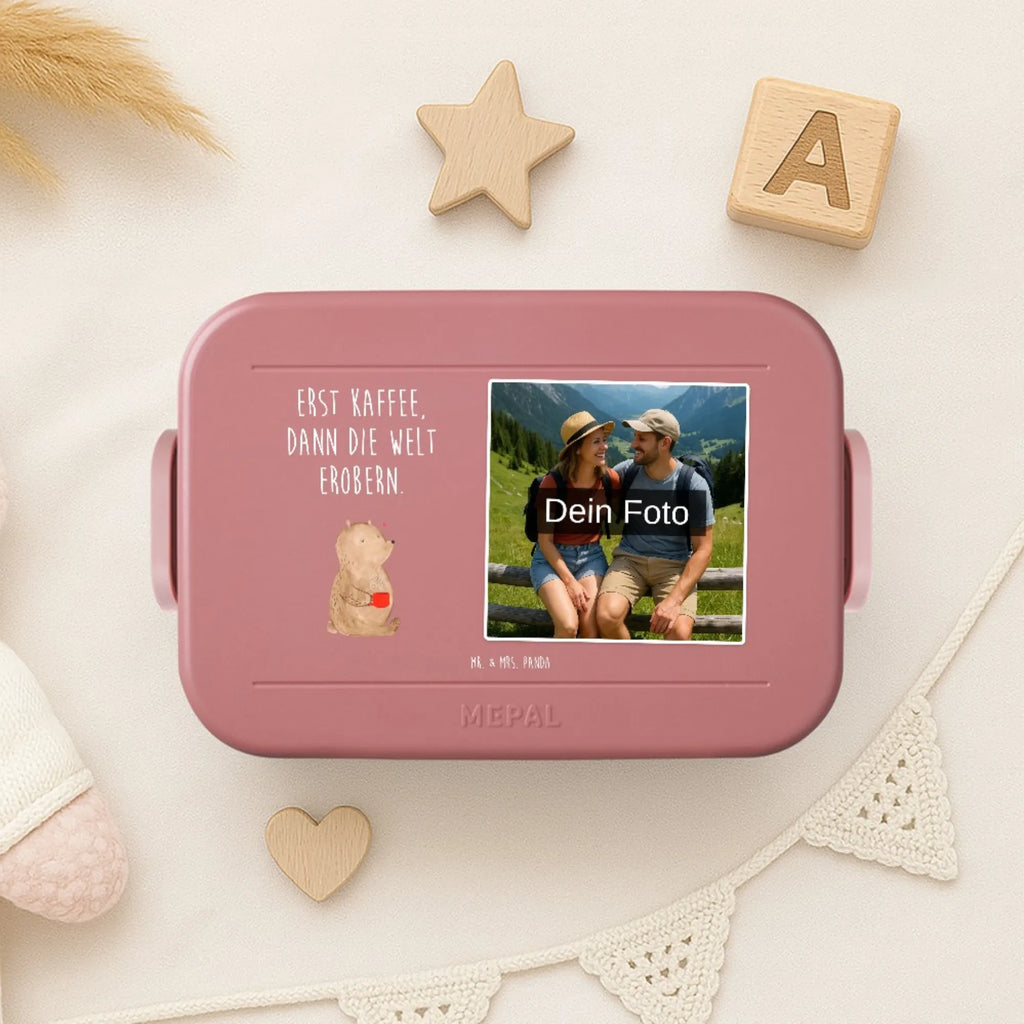 MEPAL Foto Bentobox Bär Kaffee Foto Lunchbox, Foto Brotdose, Foto Bentobox, Bär, Teddy, Teddybär, Motivation, Bären, Morgenroutine, Welt erobern, Welt retten, guten Morgen, Kaffee, Coffee
