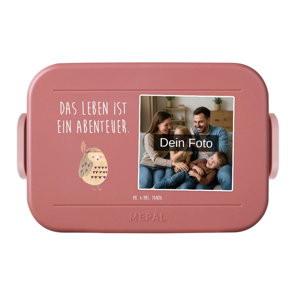 MEPAL Foto Bentobox Eule Federschmuck Foto Bentobox, Foto Lunchbox, Foto Brotdose, Eule, Eule Deko, Das Leben ist ein Abenteuer, Owl, Dekoration, Federschmuck, Reisespruch