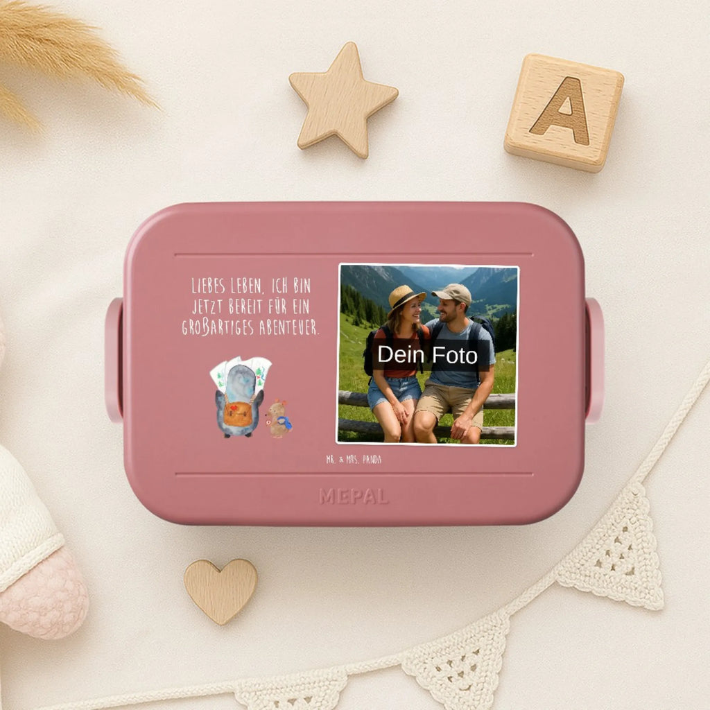 MEPAL Foto Bentobox Pinguin & Maus Wanderer Foto Bentobox, Foto Lunchbox, Foto Brotdose, Pinguin, Abenteurer, Ausflug, Pinguine, Abenteuer, Wanderlust, Roadtrip, wandern
