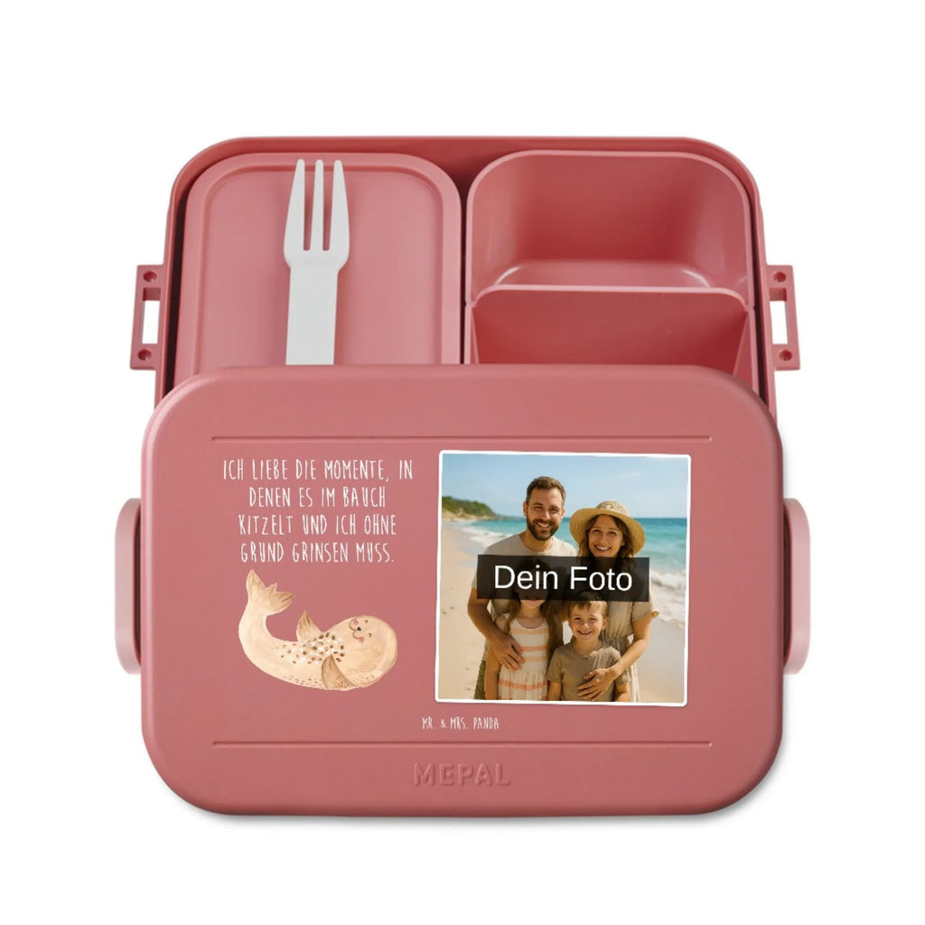 MEPAL Foto Bentobox Robbe Liegen Foto Bentobox, Foto Brotdose, Foto Lunchbox, Tiermotive, Gute Laune, lustige Sprüche, Tiere, Seehund, Strand, Robbe, Robben, Freude, Lachen, Nordsee, Meerestier, Ostsee