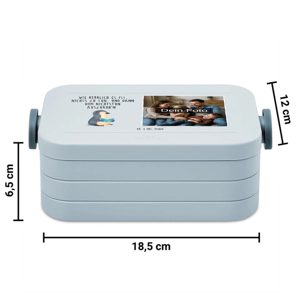 MEPAL Foto Bentobox Pinguin Buch Foto Bentobox, Foto Brotdose, Foto Lunchbox, Pinguin, Ferien, Pinguine, Faulenzen, Nichtstun, Lesen, Buch, Urlaub, Freizeit, Bücherwurm