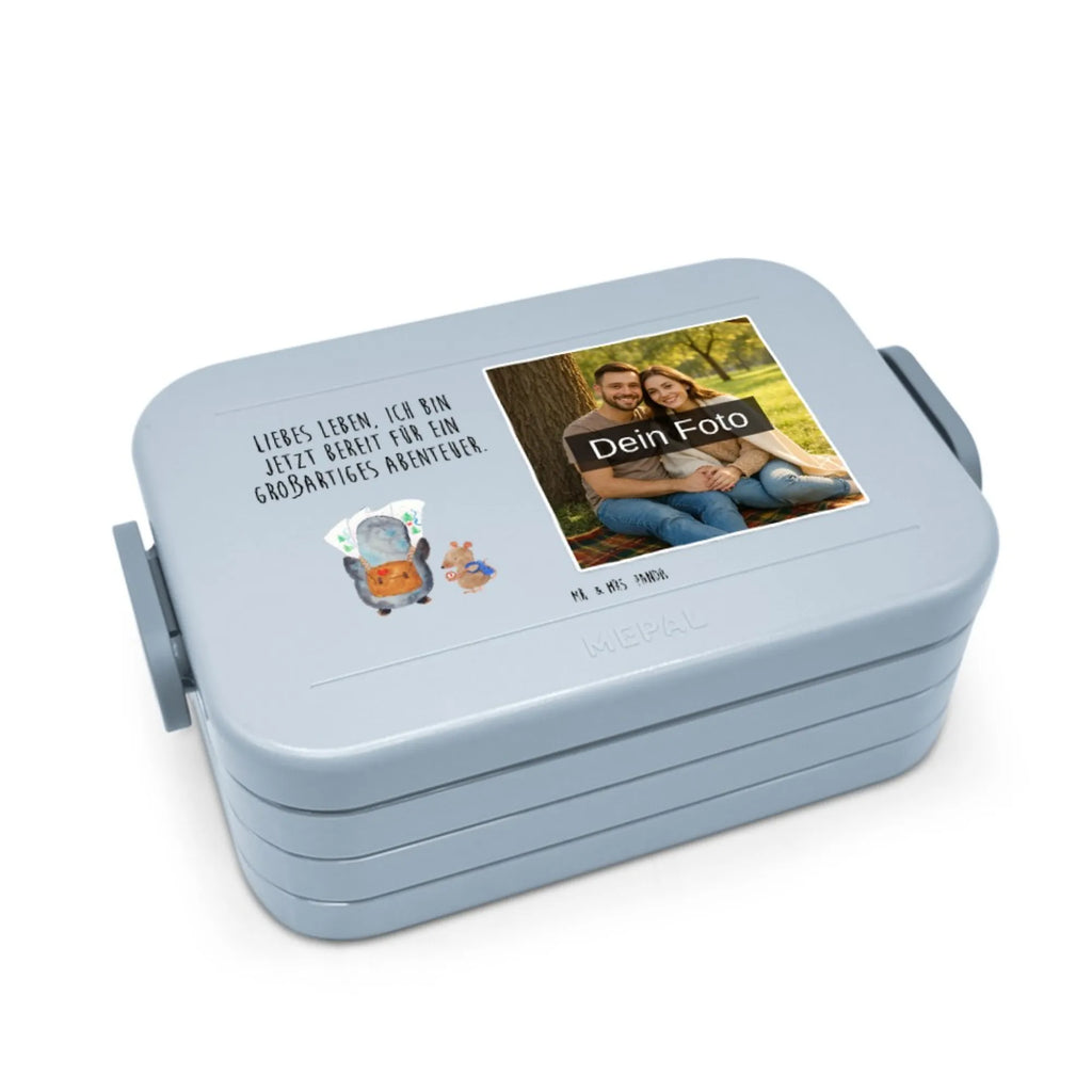 MEPAL Foto Bentobox Pinguin & Maus Wanderer Foto Bentobox, Foto Lunchbox, Foto Brotdose, Pinguin, Abenteurer, Ausflug, Pinguine, Abenteuer, Wanderlust, Roadtrip, wandern