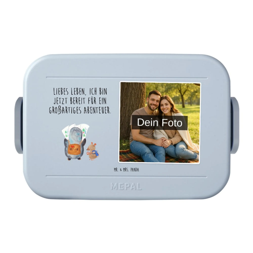 MEPAL Foto Bentobox Pinguin & Maus Wanderer Foto Bentobox, Foto Lunchbox, Foto Brotdose, Pinguin, Abenteurer, Ausflug, Pinguine, Abenteuer, Wanderlust, Roadtrip, wandern