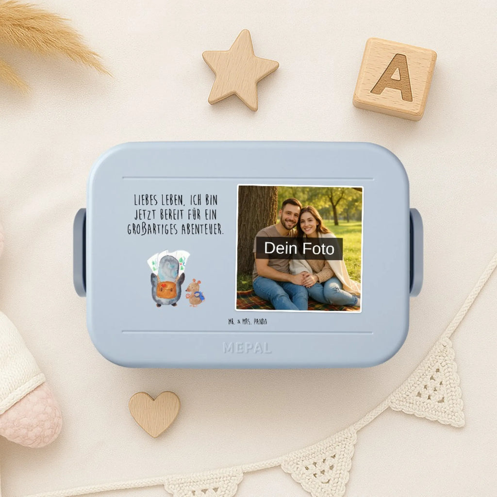 MEPAL Foto Bentobox Pinguin & Maus Wanderer Foto Bentobox, Foto Lunchbox, Foto Brotdose, Pinguin, Abenteurer, Ausflug, Pinguine, Abenteuer, Wanderlust, Roadtrip, wandern
