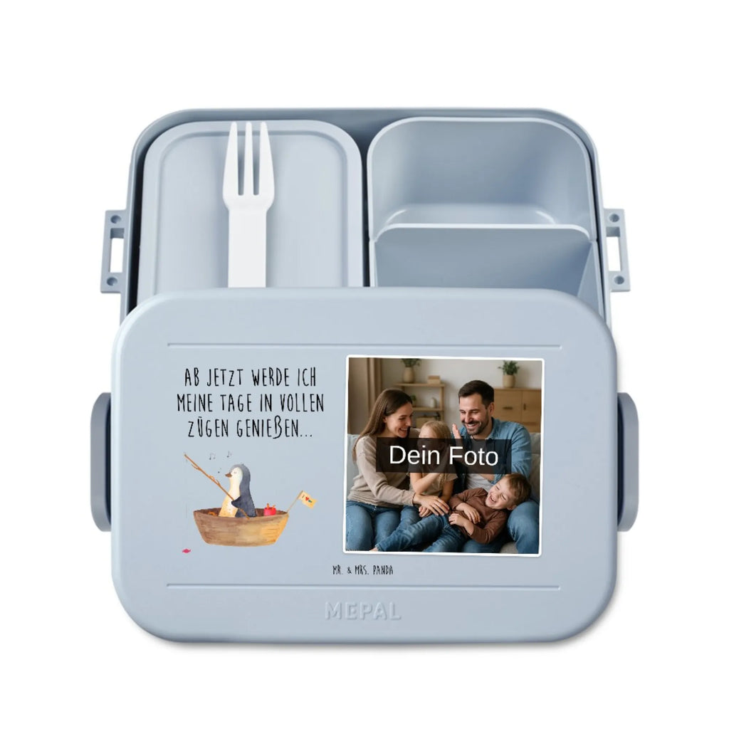 MEPAL Foto Bentobox Pinguin Angelboot Foto Lunchbox, Foto Brotdose, Foto Bentobox, Pinguin, Neuanfang, Pinguine, Angelboot, Lebenslust, genießen, Geschenkidee Liebeskummer, Neustart, Leben, Motivation, Trennung, Scheidung, Angeln, Boot