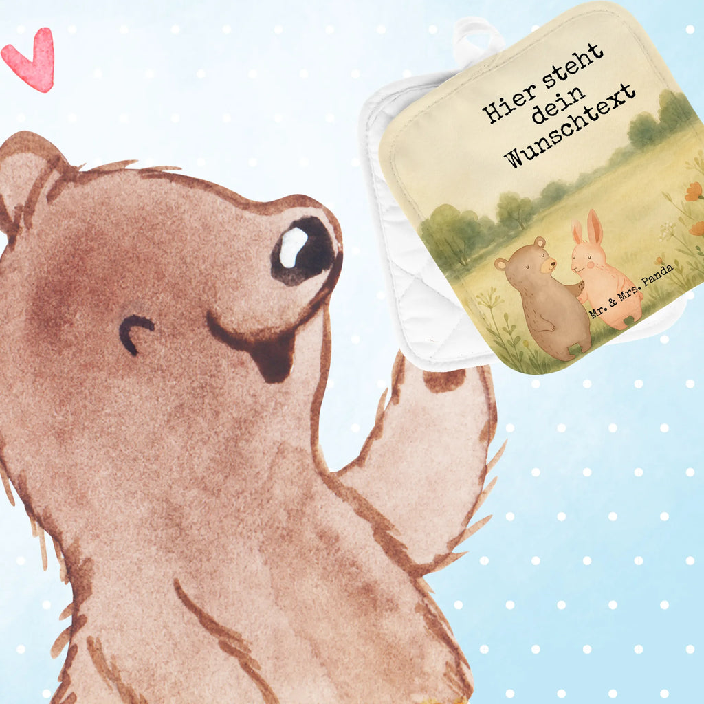 Personalisierte Topflappen Bär und Hase Umarmen Design Personalisierter Ofenhandschuh, Topflappen Set personalisiert, Namensaufdruck, Personalisierte Topfuntersetzer, Topflappen personalisiert, Topflappen mit Namen, Liebe, Partner, Freund, Freundin, Ehemann, Ehefrau, Heiraten, Verlobung, Heiratsantrag, Liebesgeschenk, Jahrestag, Hocheitstag, Bär, Hase, best friends, bester Freund, Freunde, Bärchen