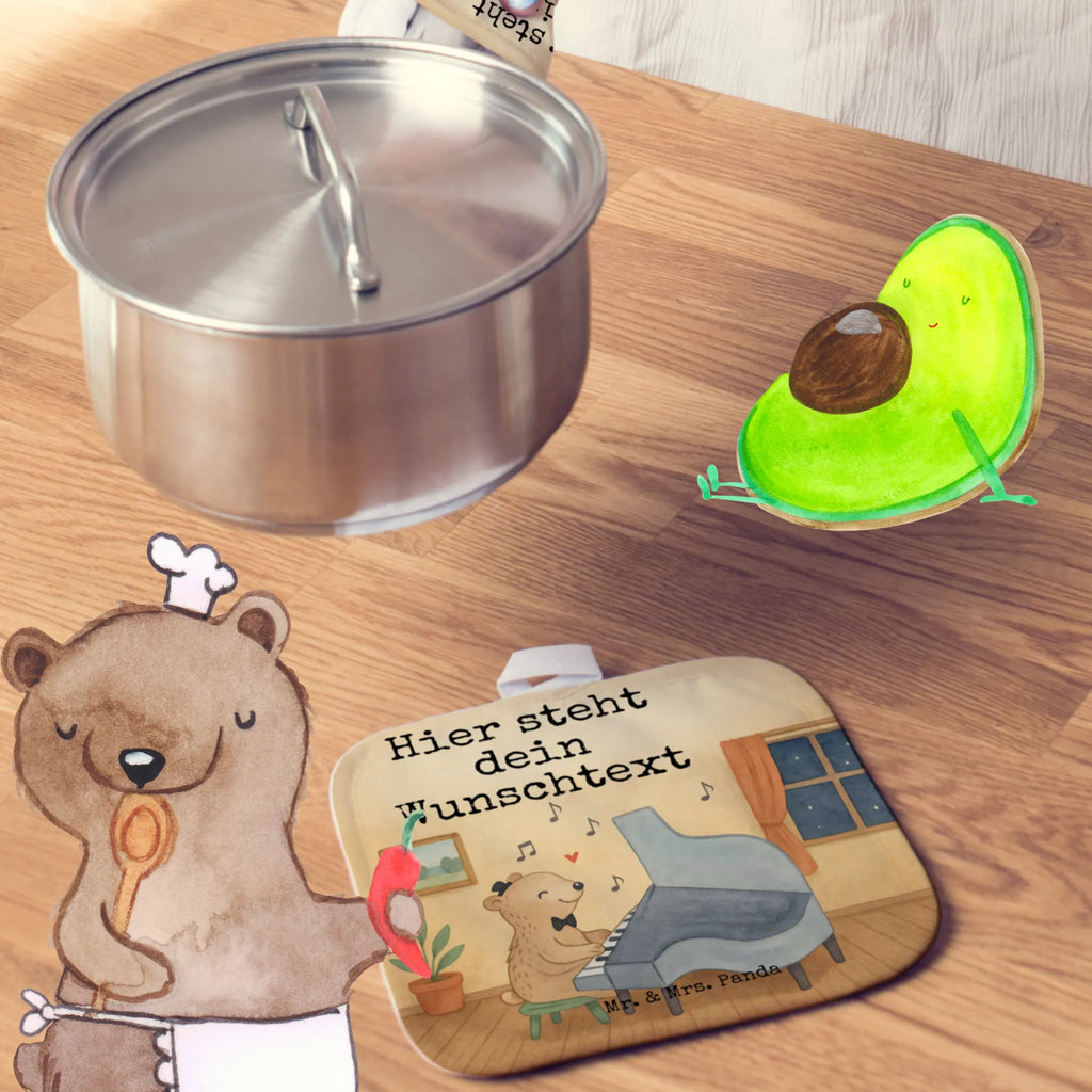 Personalisierte Topflappen Bär Klavier Design Topflappen Set personalisiert, Topflappen personalisiert, Topflappen mit Namen, Personalisierte Topfuntersetzer, Personalisierter Ofenhandschuh, Namensaufdruck, Instrumente, Geschenke Musiker, Musikliebhaber, Bär, Klassik, Klavier, Flügel, Pianist, Konzert