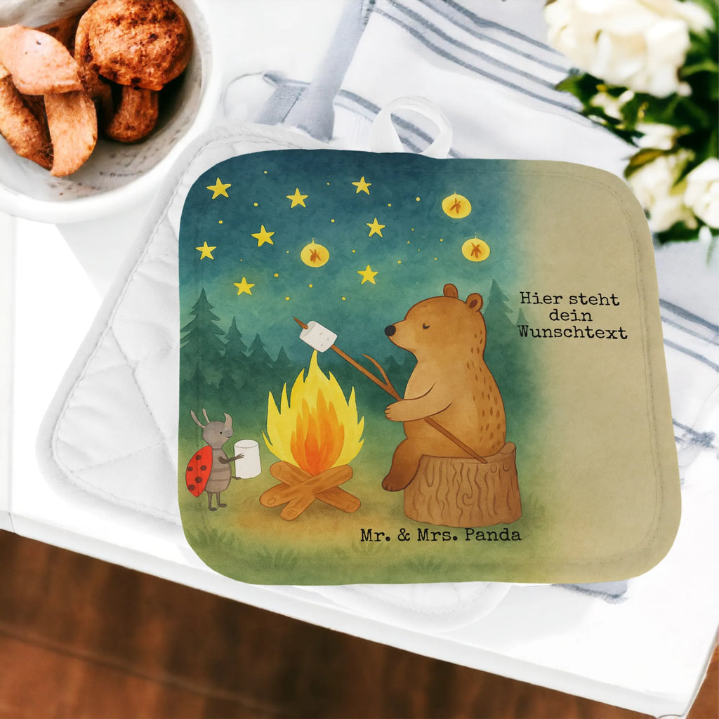 Personalisierte Topflappen Bär & Marienkäfer Lagerfeuer Design Topflappen Set personalisiert, Personalisierter Ofenhandschuh, Topflappen mit Namen, Personalisierte Topfuntersetzer, Namensaufdruck, Topflappen personalisiert, Bär, Teddy, Teddybär, Lagerfeuer