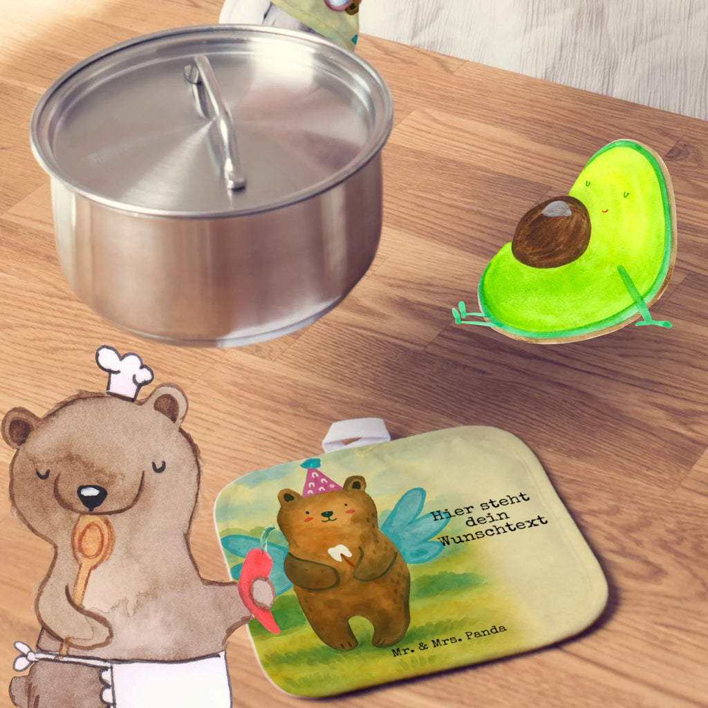 Personalisierte Topflappen Bär Zahnfee Design Topflappen Set personalisiert, Namensaufdruck, Personalisierter Ofenhandschuh, Topflappen personalisiert, Personalisierte Topfuntersetzer, Topflappen mit Namen, Bär, Teddy, Teddybär, Fee, Erster Zahn, Zahnfee, Milchzahn