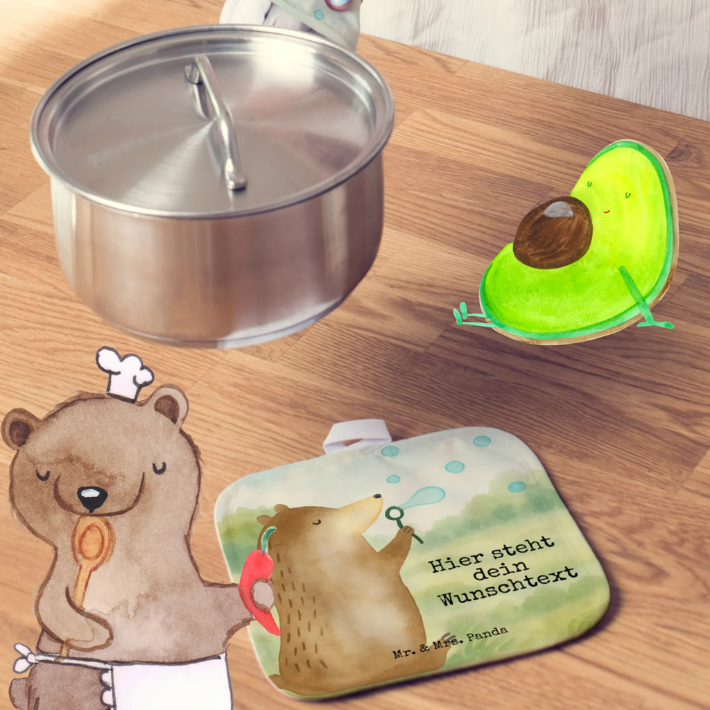 Personalisierte Topflappen Bär Seifenblasen Design Personalisierter Ofenhandschuh, Topflappen personalisiert, Topflappen mit Namen, Namensaufdruck, Topflappen Set personalisiert, Personalisierte Topfuntersetzer, Bär, Teddy, Teddybär, Seifenblasen Bär Lustig Sein Glücklich Traurig Happy