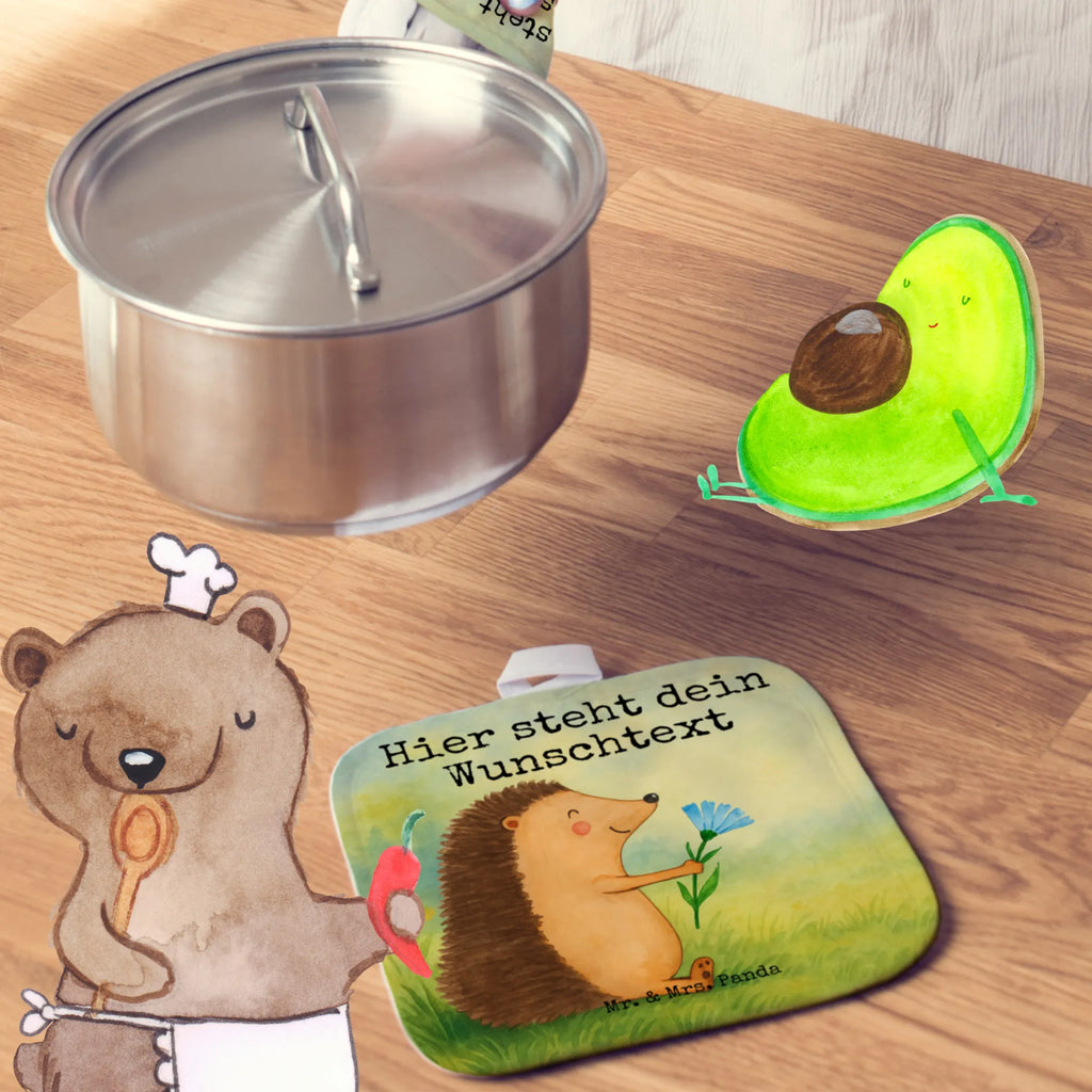 Personalisierte Topflappen Igel Blumen Design Topflappen mit Namen, Topflappen personalisiert, Personalisierte Topfuntersetzer, Namensaufdruck, Personalisierter Ofenhandschuh, Topflappen Set personalisiert, Tiermotive, Gute Laune, lustige Sprüche, Tiere, Krankenhaus, Igel, Gute Besserung, krank, Genesungswünsche, Besuch, Krankheit