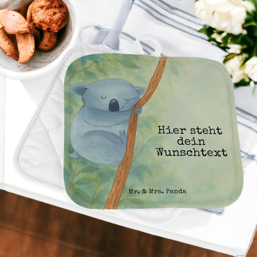 Personalisierte Topflappen Koalabär Design Topflappen mit Namen, Personalisierter Ofenhandschuh, Personalisierte Topfuntersetzer, Namensaufdruck, Topflappen Set personalisiert, Topflappen personalisiert, Tiermotive, Gute Laune, lustige Sprüche, Tiere, träumen, Schlafzimmer, Koalabär, Traumland, Traum, Bär, schlafen, Koala