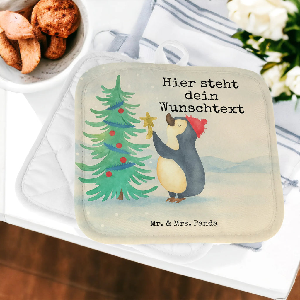 Personalisierte Topflappen Pinguin Weihnachtsbaum Design Personalisierte Topfuntersetzer, Topflappen Set personalisiert, Personalisierter Ofenhandschuh, Topflappen personalisiert, Namensaufdruck, Topflappen mit Namen, Winter, Weihnachten, Weihnachtsdeko, Nikolaus, Advent, Heiligabend, Wintermotiv, Pinguin