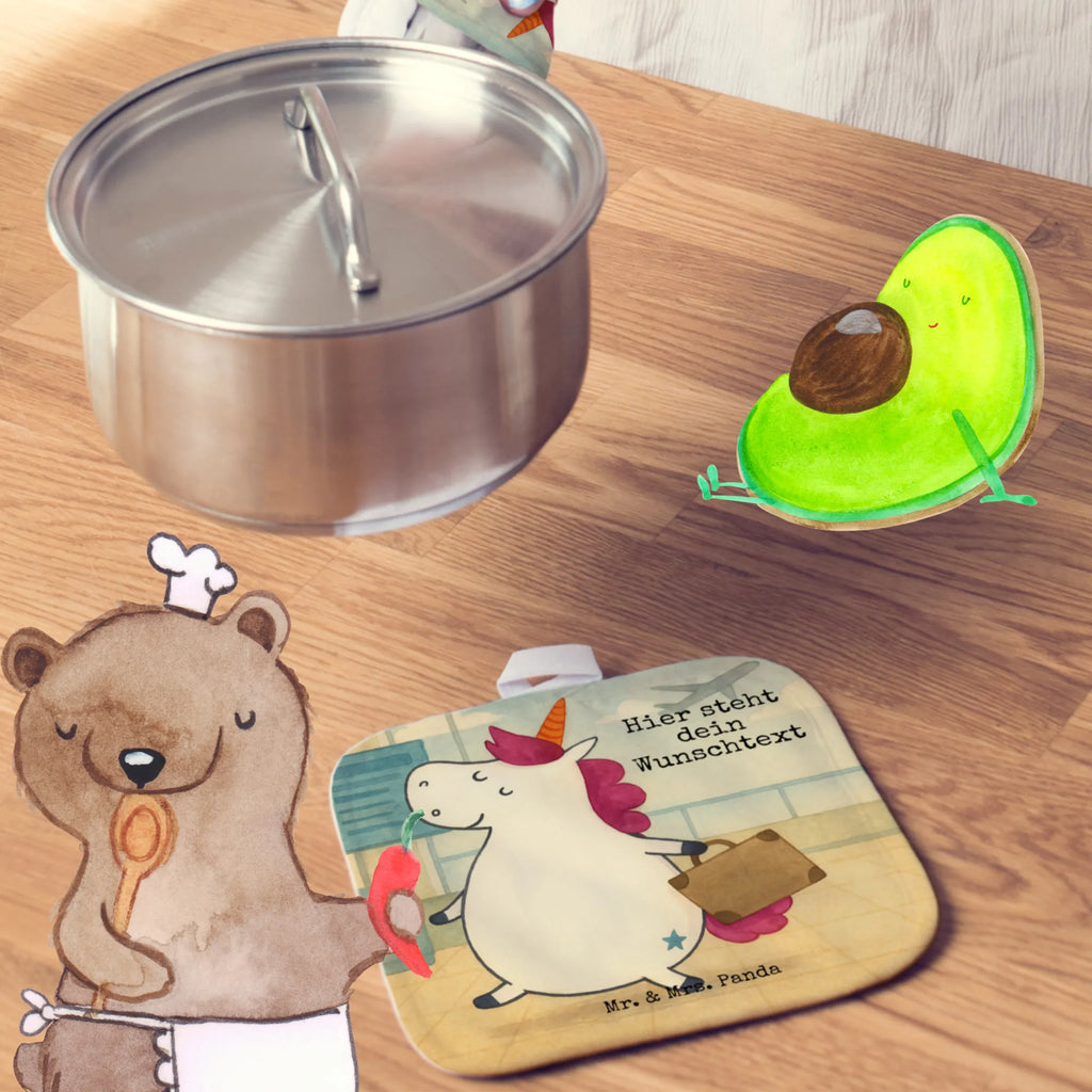 Personalisierte Topflappen Einhorn Koffer Design Personalisierte Topfuntersetzer, Topflappen personalisiert, Topflappen mit Namen, Namensaufdruck, Personalisierter Ofenhandschuh, Topflappen Set personalisiert, Einhorn, Einhörner, Einhorn Deko, Unicorn, albern, Koffer, Gepäck, witzig, lustig, unicorn, Kind, Verreisen, Spaß, Erwachsen, Reise, Abenteuer