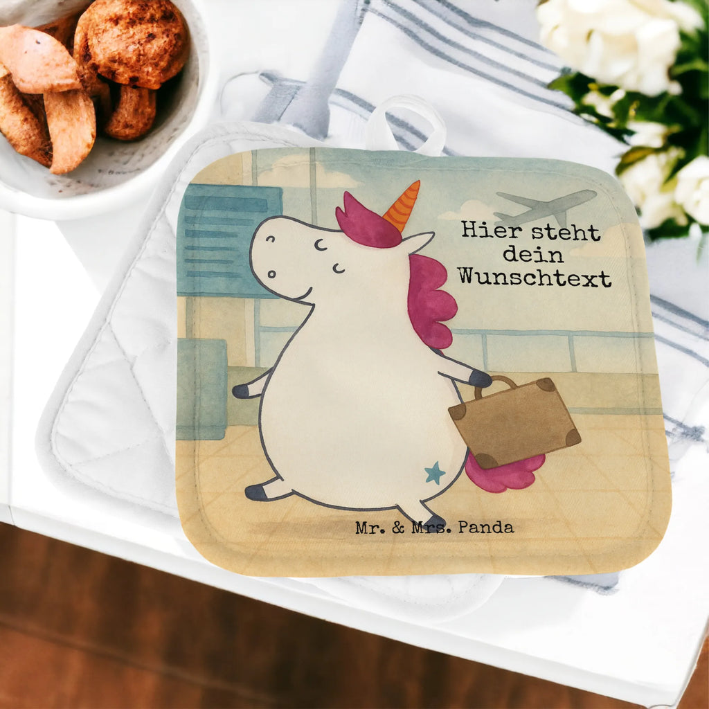Personalisierte Topflappen Einhorn Koffer Design Personalisierte Topfuntersetzer, Topflappen personalisiert, Topflappen mit Namen, Namensaufdruck, Personalisierter Ofenhandschuh, Topflappen Set personalisiert, Einhorn, Einhörner, Einhorn Deko, Unicorn, albern, Koffer, Gepäck, witzig, lustig, unicorn, Kind, Verreisen, Spaß, Erwachsen, Reise, Abenteuer
