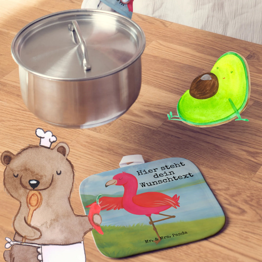 Personalisierte Topflappen Flamingo Yoga Design Topflappen mit Namen, Topflappen personalisiert, Personalisierter Ofenhandschuh, Personalisierte Topfuntersetzer, Topflappen Set personalisiert, Namensaufdruck, Flamingo, Yoga-Übung, Entspannung, Vogel, Ärger, Namaste, Tiefenentspannung, Yoga, Achtsamkeit, Aufregen