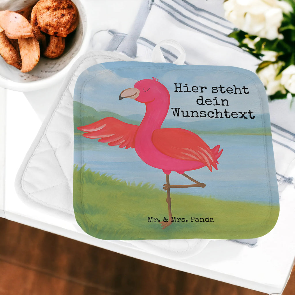 Personalisierte Topflappen Flamingo Yoga Design Topflappen mit Namen, Topflappen personalisiert, Personalisierter Ofenhandschuh, Personalisierte Topfuntersetzer, Topflappen Set personalisiert, Namensaufdruck, Flamingo, Yoga-Übung, Entspannung, Vogel, Ärger, Namaste, Tiefenentspannung, Yoga, Achtsamkeit, Aufregen