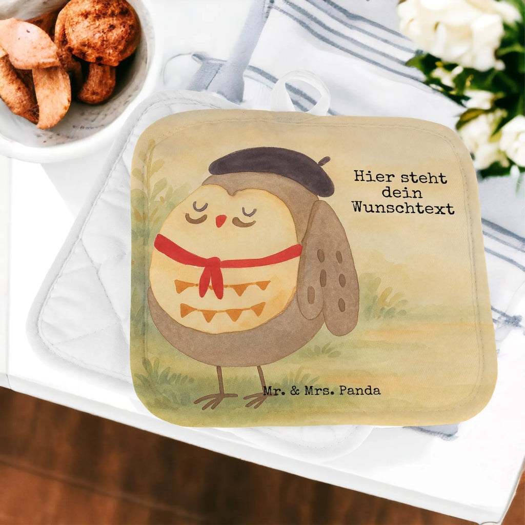 Personalisierte Topflappen Eule Frankreich Design Namensaufdruck, Topflappen mit Namen, Topflappen Set personalisiert, Personalisierte Topfuntersetzer, Personalisierter Ofenhandschuh, Topflappen personalisiert, Eule, hibou, das Leben ist schön, Eulen, Frankreich, Spruch schön, Spruch Französisch, La vie est belle, Eule Deko, Owl