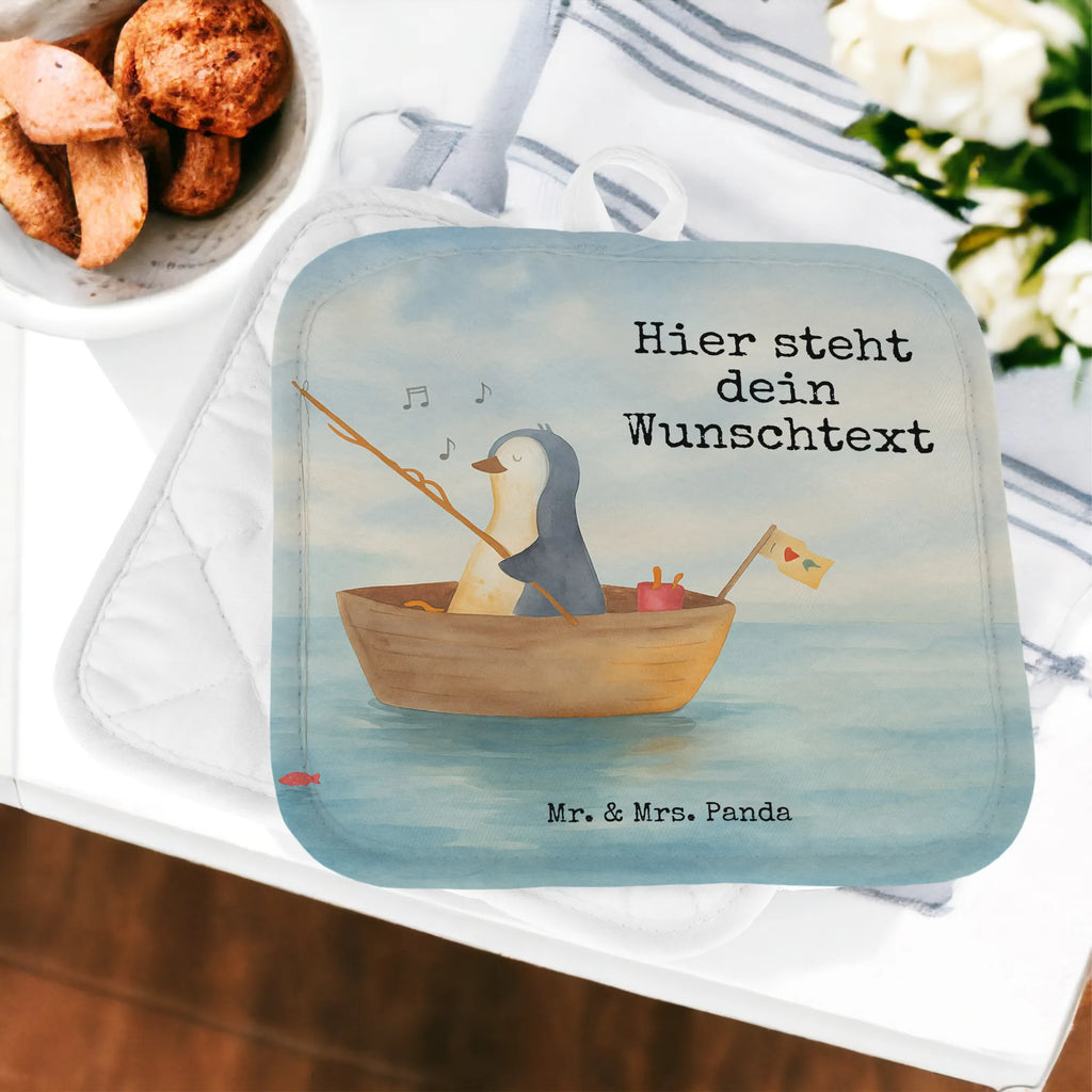 Personalisierte Topflappen Pinguin Angelboot Design Personalisierte Topfuntersetzer, Personalisierter Ofenhandschuh, Namensaufdruck, Topflappen personalisiert, Topflappen mit Namen, Topflappen Set personalisiert, Pinguin, Trennung, Leben, Neustart, genießen, Lebenslust, Angeln, Geschenkidee Liebeskummer, Angelboot, Boot, Pinguine, Scheidung, Neuanfang, Motivation