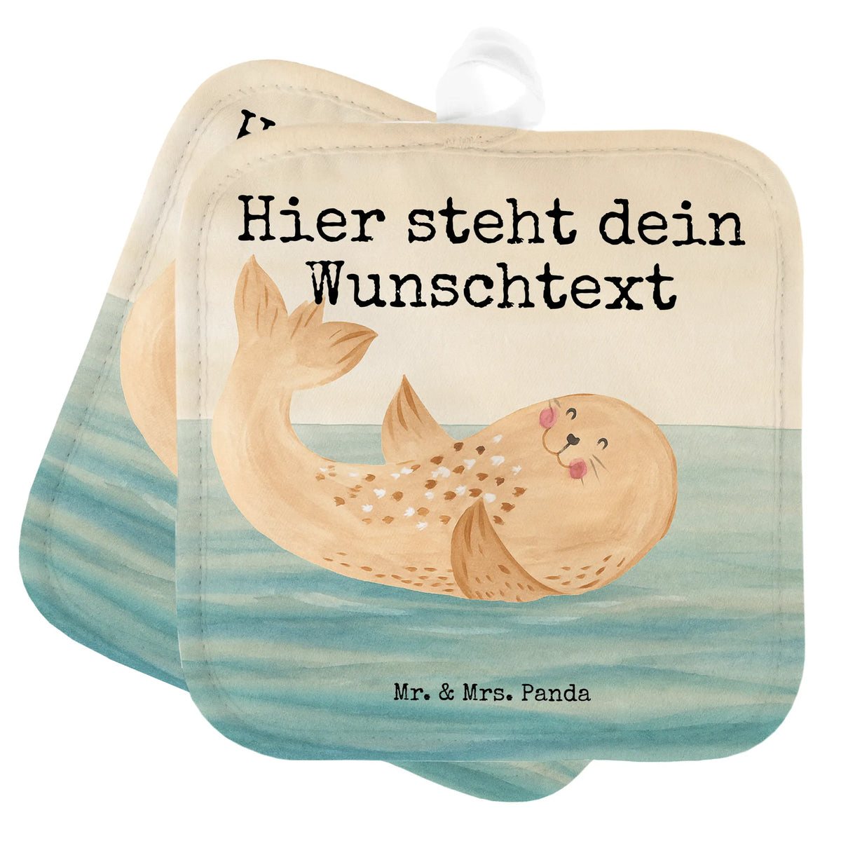 Personalisierte Topflappen Robbe Liegen Design Topfhandschuhe mit Namen, Küchenaccessoires personalisiert, Küchenzubehör personalisiert, Topflappen Set Personalisiert, Personalisierte Topfhandschuhe, Küchentextilien personalisiert, Personalisierte Topflappen, Topfhandschuhe personalisiert, Topflappen Personalisiert, Topflappen selbst gestalten, Topflappen mit Namen, Topflappen bedrucken, Lustige Sprüche, Tiere, Tiermotive, Gute Laune, Freude, Ostsee, Nordsee, Robben, Meerestier, Strand, Seehund, Robbe, Lachen