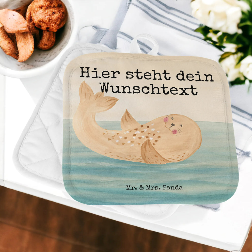 Personalisierte Topflappen Robbe Liegen Design Topflappen Set personalisiert, Namensaufdruck, Topflappen mit Namen, Personalisierte Topfuntersetzer, Topflappen personalisiert, Personalisierter Ofenhandschuh, Tiermotive, Gute Laune, lustige Sprüche, Tiere, Seehund, Nordsee, Robbe, Ostsee, Meerestier, Lachen, Freude, Robben, Strand