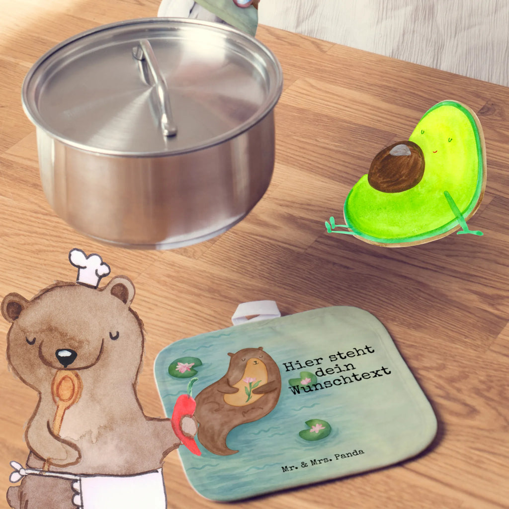 Personalisierte Topflappen Otter Seerose Design Topflappen Set personalisiert, Namensaufdruck, Personalisierte Topfuntersetzer, Topflappen mit Namen, Personalisierter Ofenhandschuh, Topflappen personalisiert, Otter, Fischotter, Seeotter, Otter Seeotter See Otter