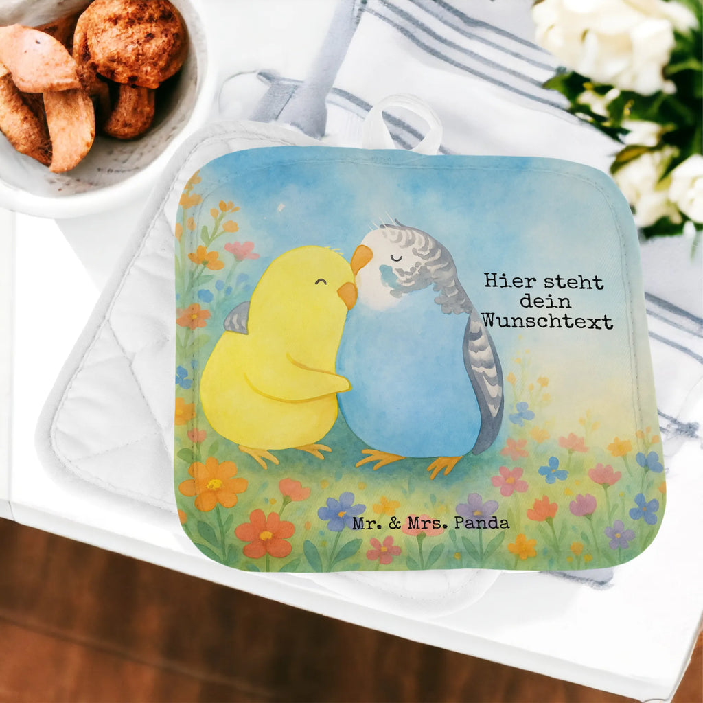 Personalisierte Topflappen Wellensittich Liebe Design Personalisierte Topfuntersetzer, Topflappen Set personalisiert, Namensaufdruck, Topflappen personalisiert, Personalisierter Ofenhandschuh, Topflappen mit Namen, Liebe, Partner, Freund, Freundin, Ehemann, Ehefrau, Heiraten, Verlobung, Heiratsantrag, Liebesgeschenk, Jahrestag, Hocheitstag, Nähe, Vögel, Vertrauen, Wellensittich, Kuscheln