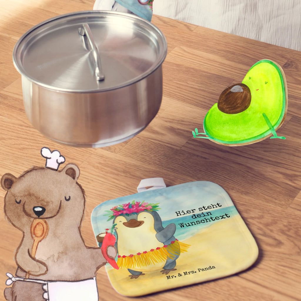 Personalisierte Topflappen Pinguin Kokosnuss Design Personalisierter Ofenhandschuh, Topflappen personalisiert, Topflappen Set personalisiert, Topflappen mit Namen, Namensaufdruck, Personalisierte Topfuntersetzer, Pinguin, Hawaii, Urlaub, Kokosnuss, Pinguine, Aloha