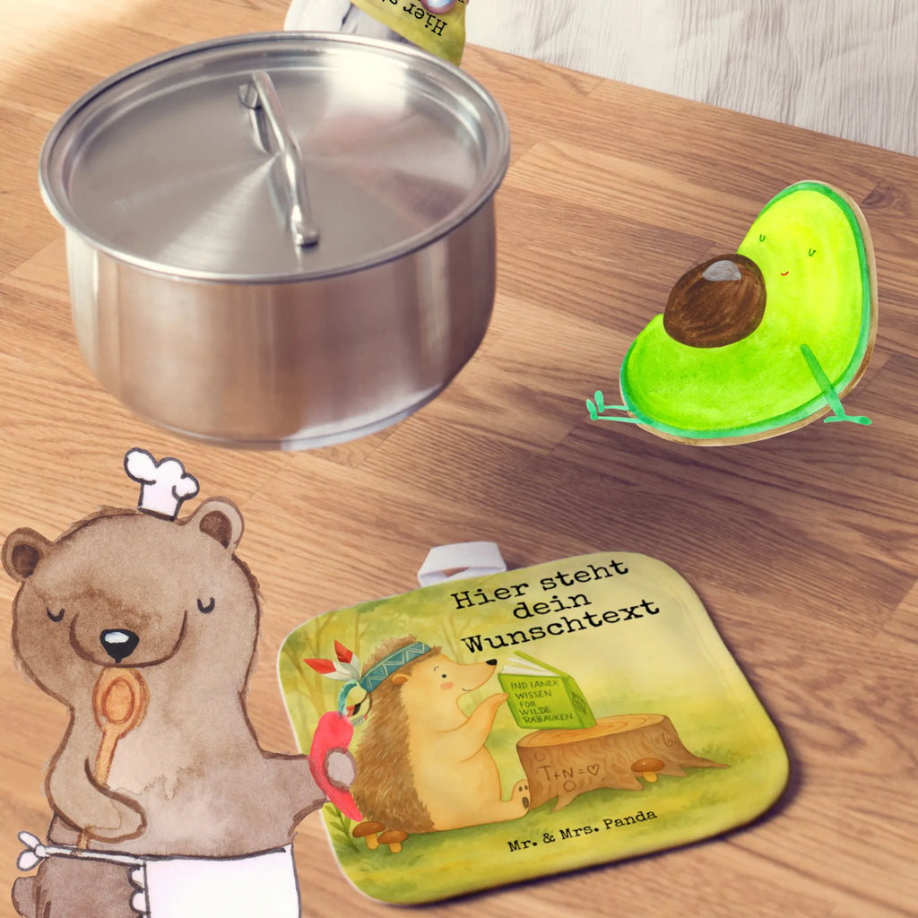 Personalisierte Topflappen Igel Federschmuck Design Topflappen Set personalisiert, Personalisierte Topfuntersetzer, Topflappen personalisiert, Personalisierter Ofenhandschuh, Topflappen mit Namen, Namensaufdruck, Waldtiere, Tiere, Camping, Igel, Indianer, Abenteuer, Lagerfeuer