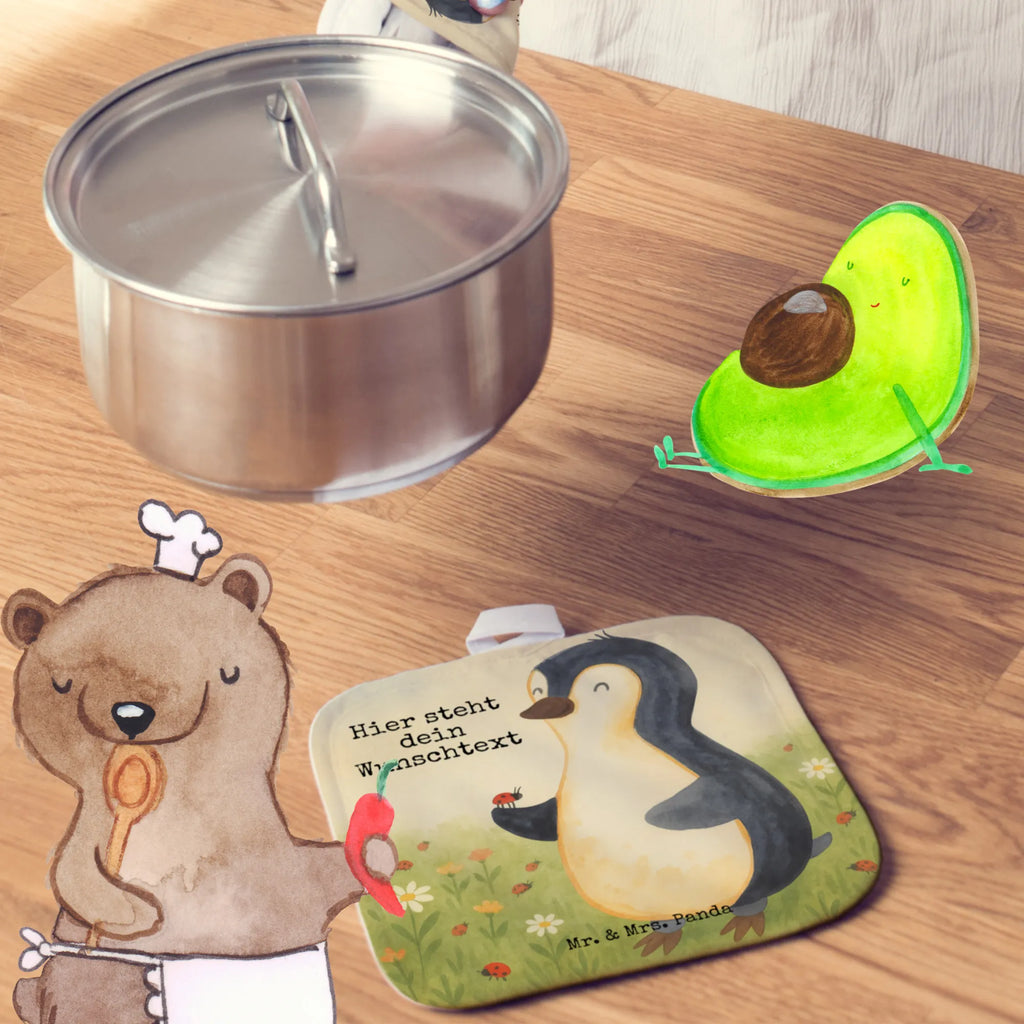 Personalisierte Topflappen Pinguin Marienkäfer Design Topflappen Set personalisiert, Namensaufdruck, Personalisierte Topfuntersetzer, Topflappen personalisiert, Personalisierter Ofenhandschuh, Topflappen mit Namen, Pinguin, Glück, Liebe, Freude, Pinguine, Marienkäfer, Wunder, Lebensfreude