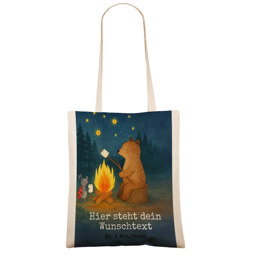 Personalisierte Tragetasche Bär & Marienkäfer Lagerfeuer Design Einkaufstasche mit Namen, Stoffbeutel mit Namen, Personalisierte Jutetasche, Personalisierter Jutebeutel, Personalisierte Einkaufstasche, Personalisierte Kindergartentasche, Tragetasche mit Namen, Personalisierte Beuteltasche, Personalisierte Tasche, Personalisierter Stoffbeutel, Personalisierter Beutel, Bär, Teddy, Teddybär, Lagerfeuer