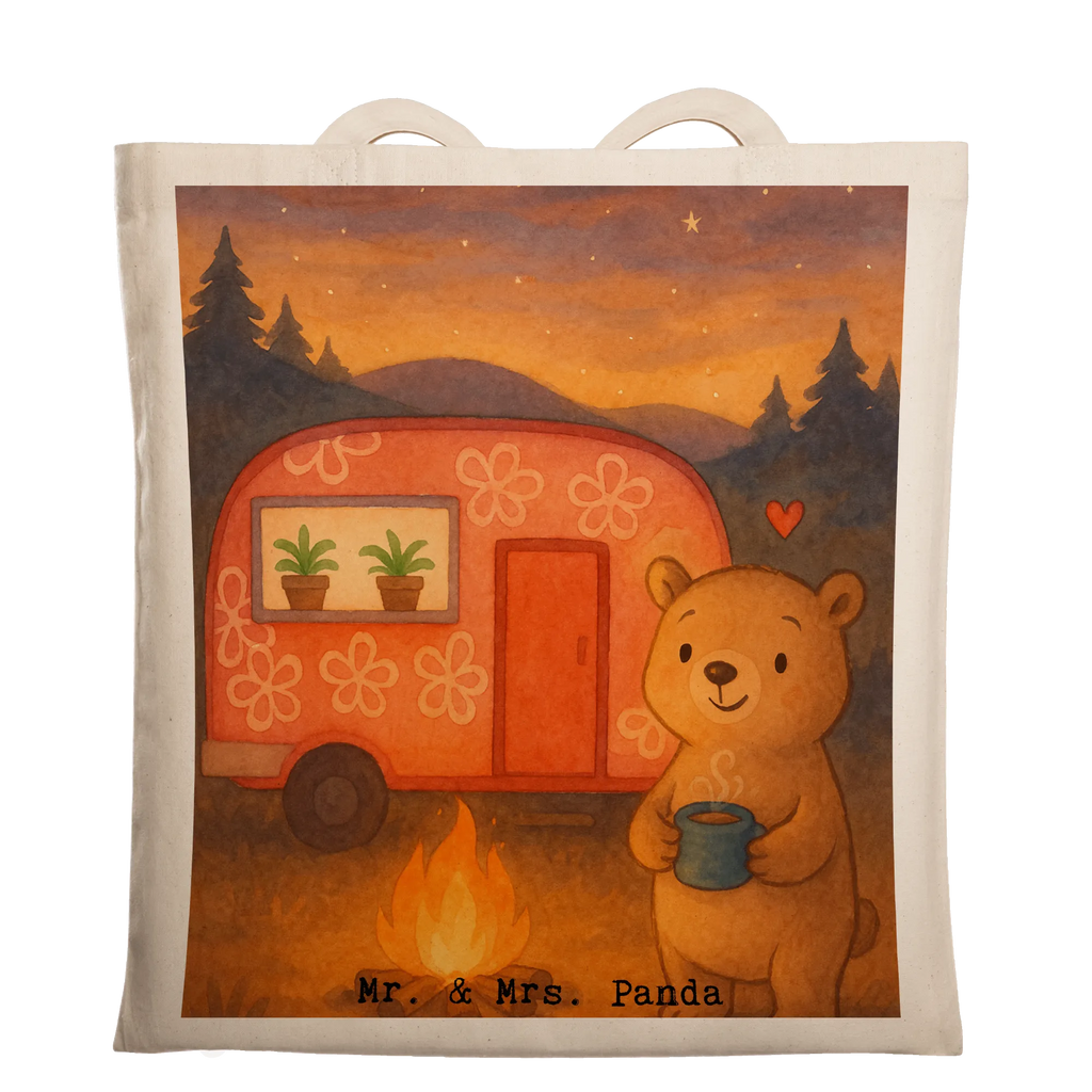 Tragetasche Bär Camper Design Shopper, Laptoptasche, Strandtasche, Tasche, Tragetasche, Beutel, Beuteltasche, Schultertasche, Jutebeutel, Stofftasche, Einkaufstasche, Badetasche, Stoffbeutel, Umhängetasche, Einkaufstüte, Jutetasche, Geschenk, Sport, Sportart, Hobby, Schenken, Danke, Dankeschön, Auszeichnung, Gewinn, Sportler, Wohnmobil, Camper, Campingplatz, Campen, Zelten, Urlaub, Roadtrip
