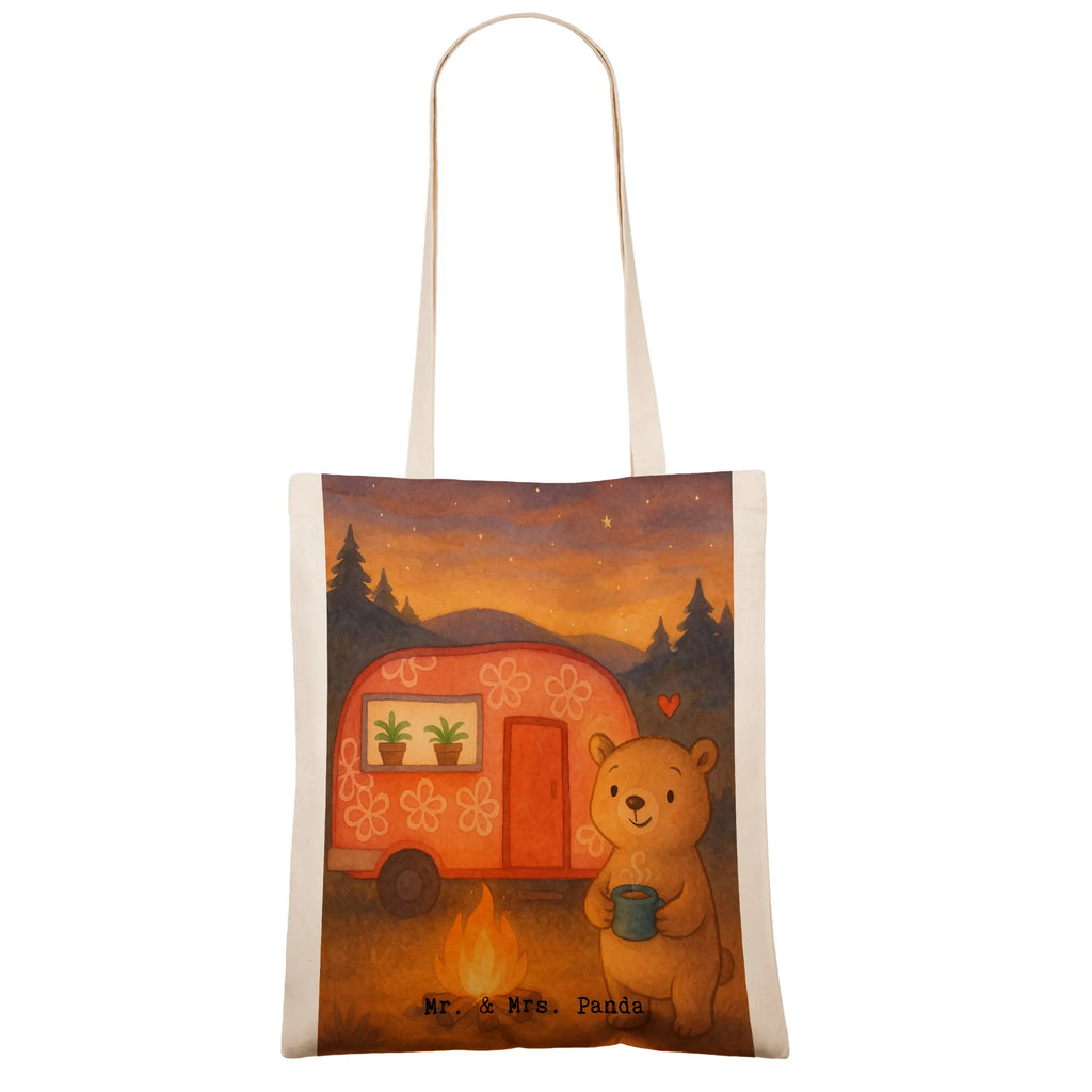 Tragetasche Bär Camper Design Shopper, Laptoptasche, Strandtasche, Tasche, Tragetasche, Beutel, Beuteltasche, Schultertasche, Jutebeutel, Stofftasche, Einkaufstasche, Badetasche, Stoffbeutel, Umhängetasche, Einkaufstüte, Jutetasche, Geschenk, Sport, Sportart, Hobby, Schenken, Danke, Dankeschön, Auszeichnung, Gewinn, Sportler, Wohnmobil, Camper, Campingplatz, Campen, Zelten, Urlaub, Roadtrip