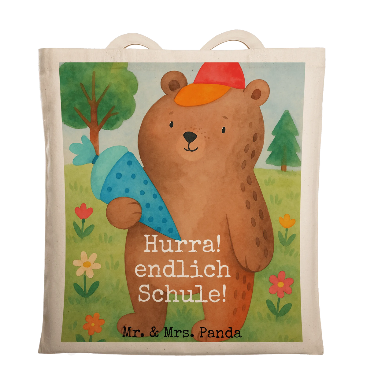 Tote bag bear School cone Design teddy bear, cuddly toy, Primary school, School bag, Bear motif, Starting school, School enrolment gift, First day of school gift, School gift