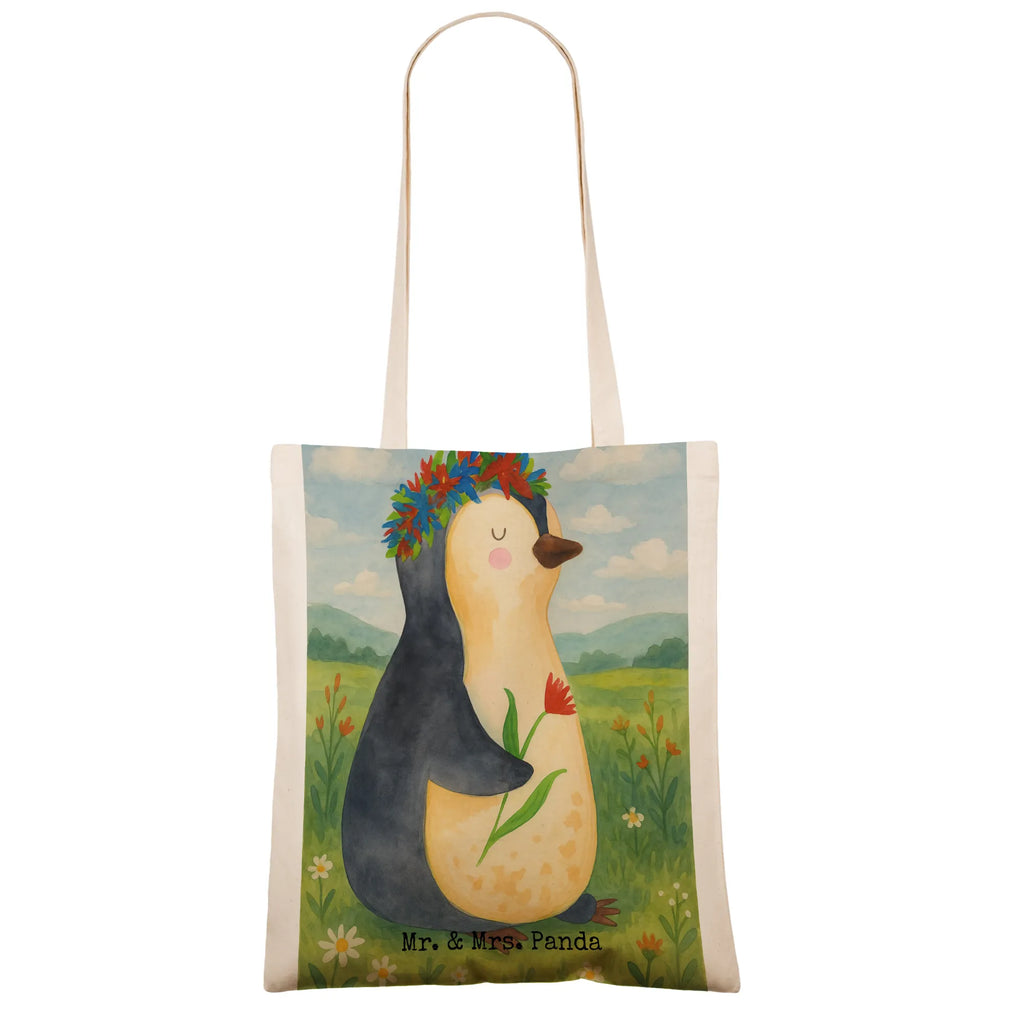 Tragetasche Pinguin Blumen Design Tasche, Badetasche, Strandtasche, Stoffbeutel, Shopper, Jutetasche, Laptoptasche, Beuteltasche, Tragetasche, Umhängetasche, Stofftasche, Schultertasche, Einkaufstüte, Jutebeutel, Beutel, Einkaufstasche, Pinguin, Lebenslust, Liebeskummer, Universum, Motivation, Wünsche, Leben, Lebensziele, Ziele, Blumenkranz, Geschenkidee, Pinguine