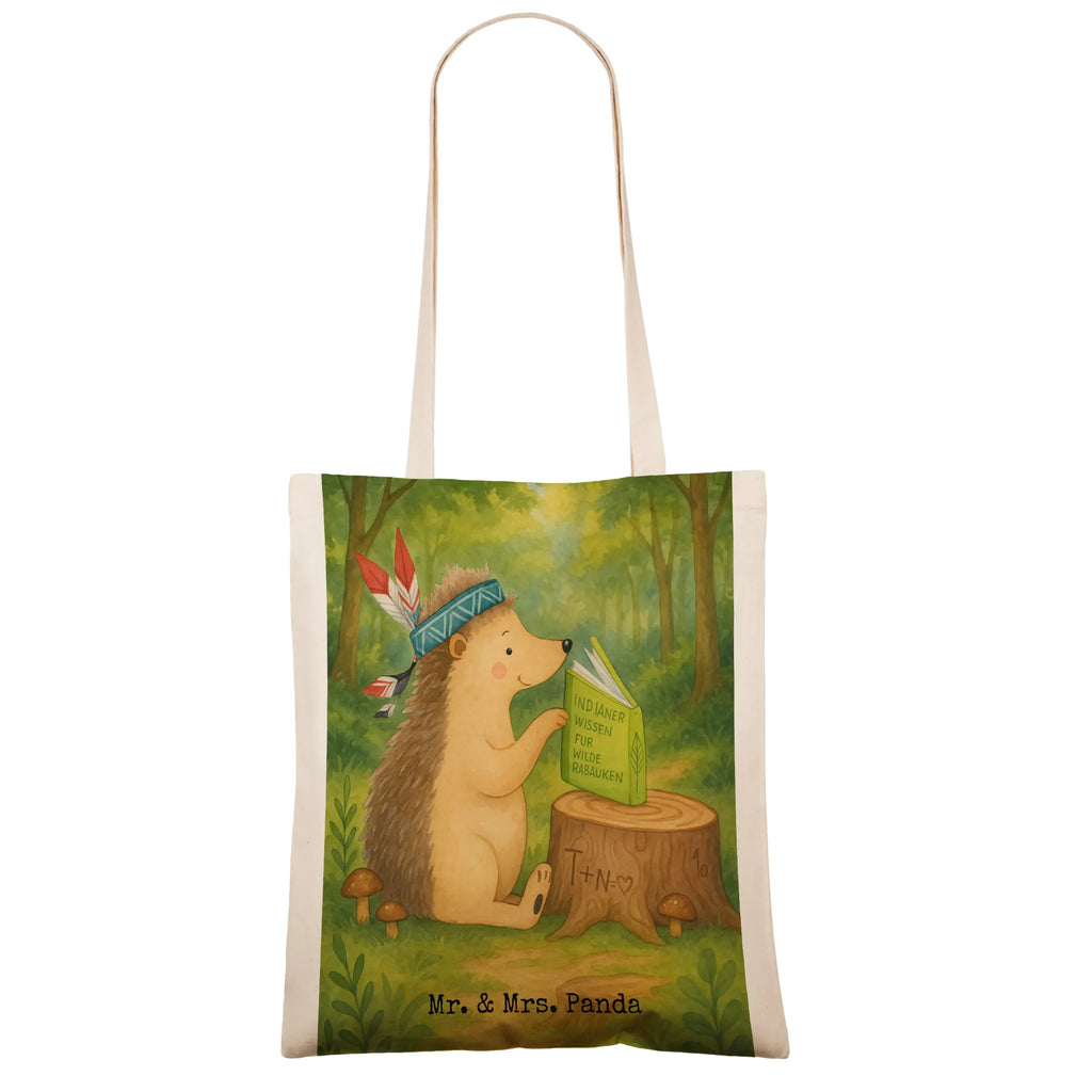 Tragetasche Igel Federschmuck Design Einkaufstüte, Stofftasche, Einkaufstasche, Stoffbeutel, Umhängetasche, Badetasche, Jutetasche, Strandtasche, Laptoptasche, Schultertasche, Tasche, Shopper, Tragetasche, Beutel, Jutebeutel, Beuteltasche, Waldtiere, Tiere, Abenteuer, Lagerfeuer, Camping, Indianer, Igel