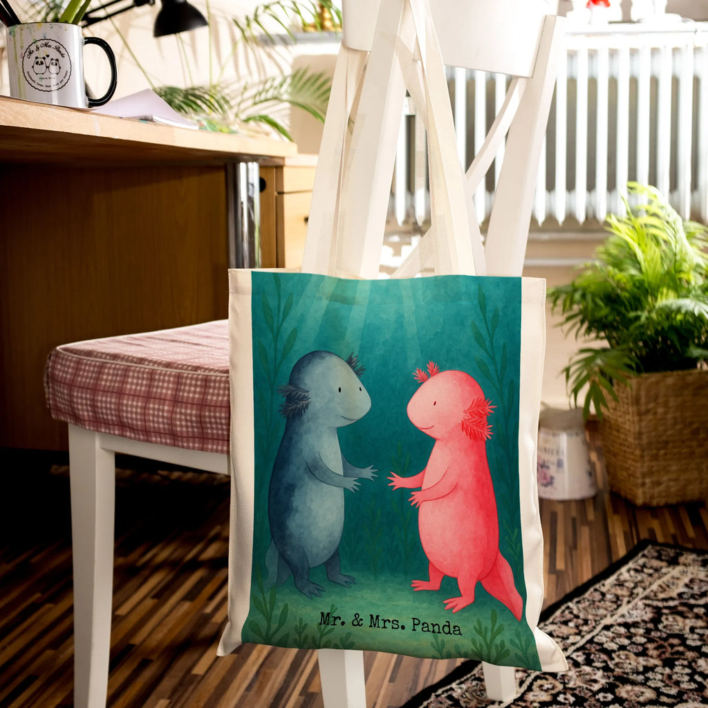Tote bag axolotl Love Design Stofftasche, Schultertasche, Jutebeutel, Laptoptasche, Beutel, Einkaufstüte, Shopper, Badetasche, Tasche, Umhängetasche, Stoffbeutel, Strandtasche, Jutetasche, Einkaufstasche, Tragetasche, Beuteltasche, Axolotl, Molch, Lurche, Valentinstag, Ehemann, Freund, Jahrestag, Liebesbeweis, Liebe, Lurch, große Liebe, Axolot, Schwanzlurch, Verlobter