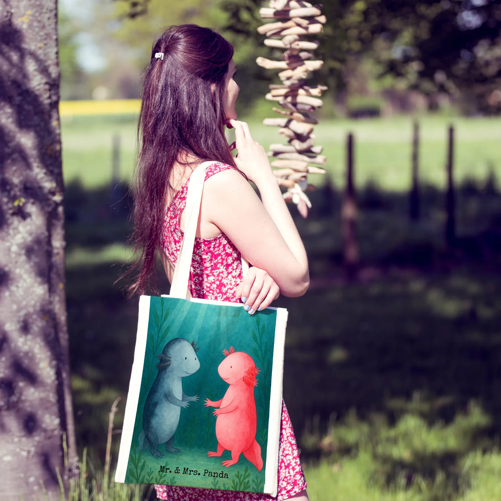 Tote bag axolotl Love Design Stofftasche, Schultertasche, Jutebeutel, Laptoptasche, Beutel, Einkaufstüte, Shopper, Badetasche, Tasche, Umhängetasche, Stoffbeutel, Strandtasche, Jutetasche, Einkaufstasche, Tragetasche, Beuteltasche, Axolotl, Molch, Lurche, Valentinstag, Ehemann, Freund, Jahrestag, Liebesbeweis, Liebe, Lurch, große Liebe, Axolot, Schwanzlurch, Verlobter