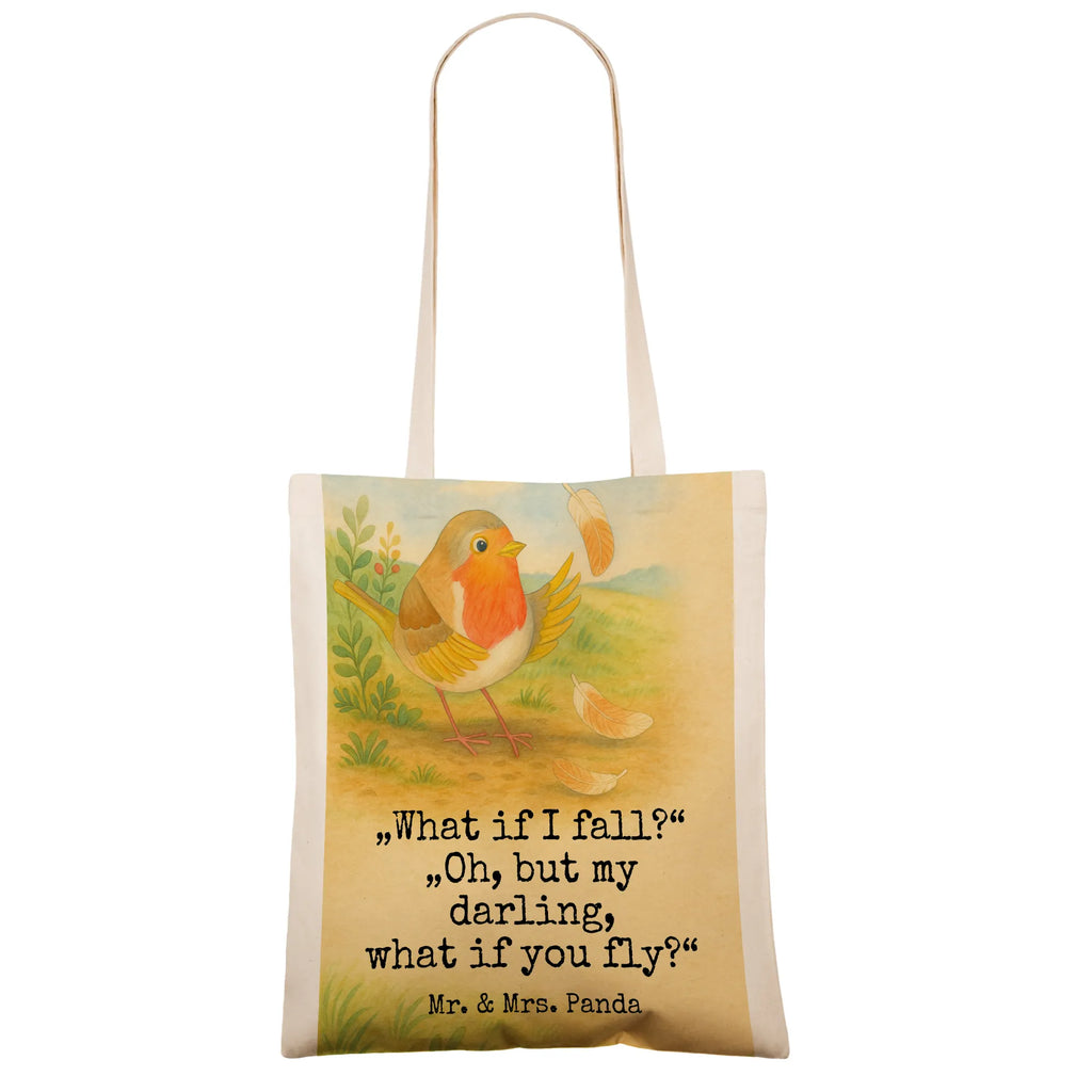 Tote bag robin feathers Design cotton bag, shoulder bag, pouch, shopper, shopping bag, cloth bag, Carrier bag, bag, jute bag, small animals, cute, funny, cute animal motives, hand drawn, small world, funny sayings, good mood, happy, gifts, gift ideas, special gifts, animal lover, card, motivation slogans, slogan courage, robin, bird, slogan motivation, motivation pictures, What if i fall, flying