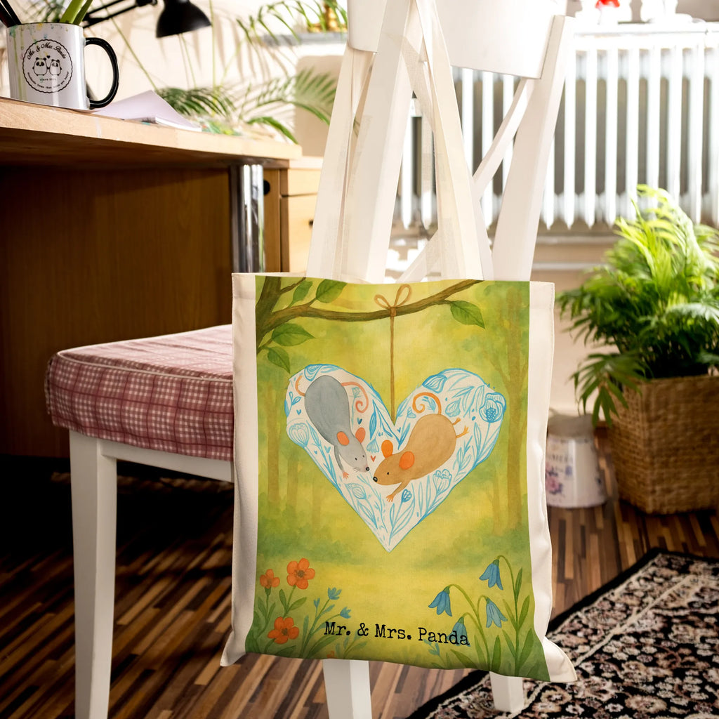 Tote bag Mice heart Design Shopper, Beuteltasche, Jutebeutel, Badetasche, Strandtasche, Laptoptasche, Stofftasche, Umhängetasche, Einkaufstüte, Schultertasche, Stoffbeutel, Tasche, Beutel, Tragetasche, Jutetasche, Einkaufstasche, Liebe, Partner, Freund, Freundin, Ehemann, Ehefrau, Heiraten, Verlobung, Heiratsantrag, Liebesgeschenk, Jahrestag, Hocheitstag, Gemeinsamkeit, Mäuse, Geschenk für zwei, Hochzeit, Liebesbotschaft, Liebesbeweis, Lieblingsmensch, Love, Maus