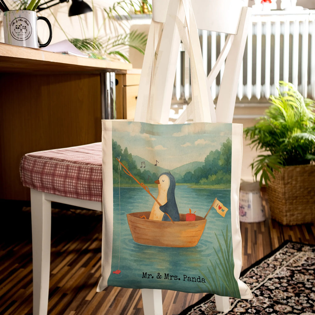 Tragetasche Pinguin Angelboot Design Shopper, Beutel, Schultertasche, Jutetasche, Jutebeutel, Tragetasche, Strandtasche, Badetasche, Stofftasche, Einkaufstasche, Laptoptasche, Umhängetasche, Einkaufstüte, Stoffbeutel, Tasche, Beuteltasche, Pinguin, Trennung, Pinguine, Boot, Motivation, Leben, Neuanfang, Scheidung, Neustart, Angeln, genießen, Lebenslust, Geschenkidee Liebeskummer, Angelboot