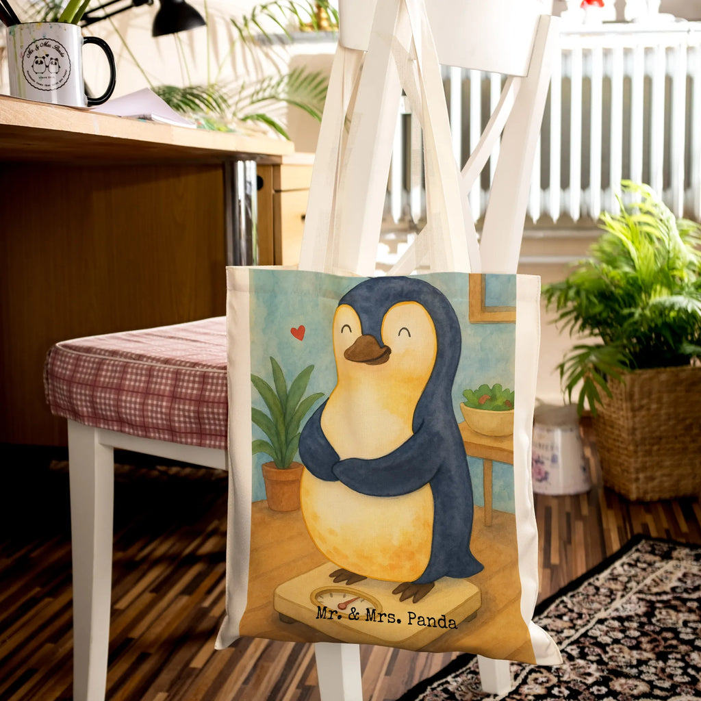 Tote bag Penguin diet Design Laptoptasche, Beuteltasche, Jutetasche, Jutebeutel, Schultertasche, Stofftasche, Badetasche, Tasche, Umhängetasche, Einkaufstasche, Beutel, Strandtasche, Einkaufstüte, Tragetasche, Shopper, Stoffbeutel, Pinguin, Gewicht, Selbstliebe, Selbstrespekt, Pinguine, Abspecken, Körperliebe, Motivation, Abnehmen, Diät